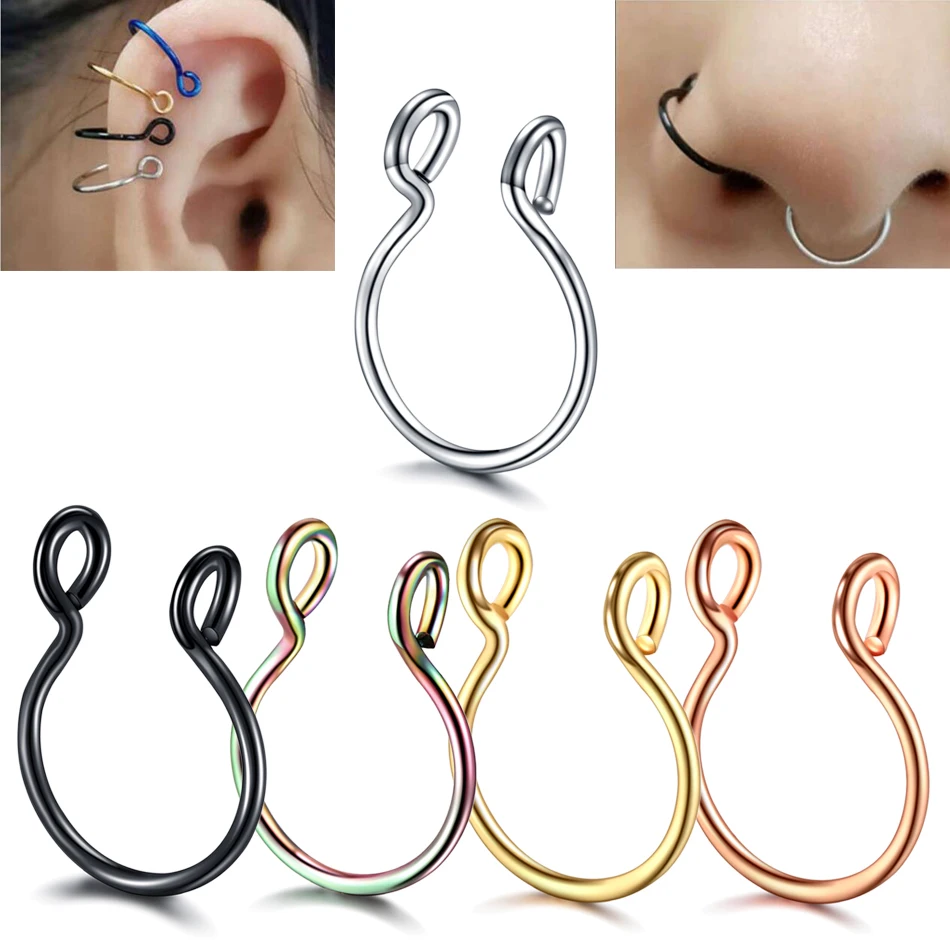 1 шт. стальное поддельное кольцо для пирсинга носа перегородки ушей сегмент