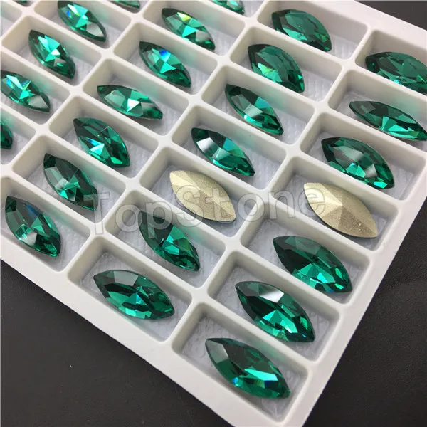 green zircon Topstone 7x15 мм 9x18 мм Navette K9 стекло кристалл конский глаз заостренные с обратной стороны Стразы лазер смешанные цвета высокое качество - Цвет: green zircon
