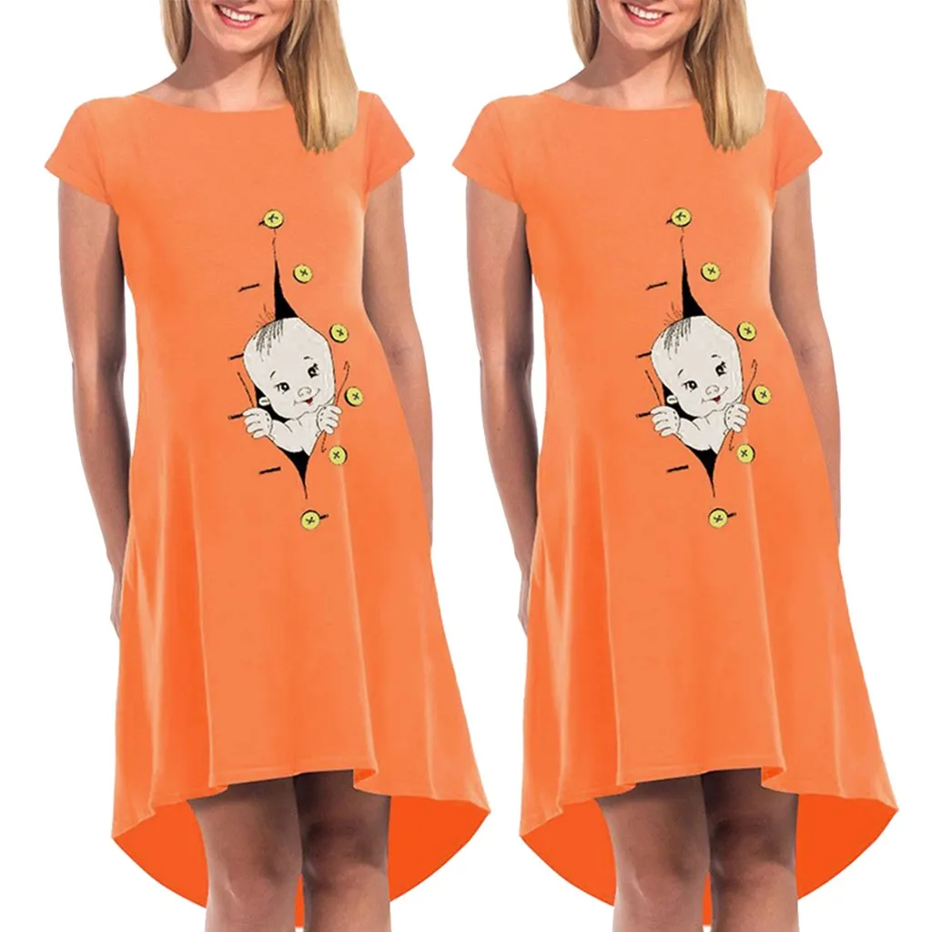 Платье SAGACE с милым принтом для женщин повседневная одежда мам свободная летняя