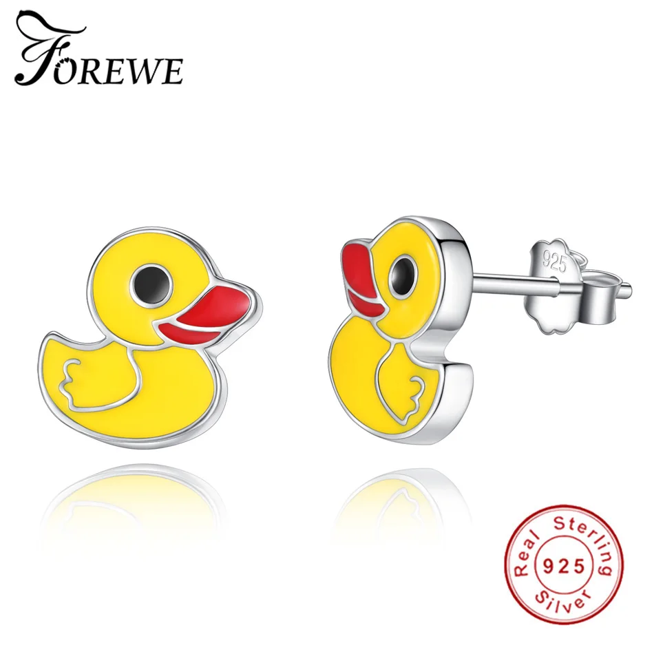 Женские и детские серьги пусеты FOREWE из стерлингового серебра 925 пробы с милым