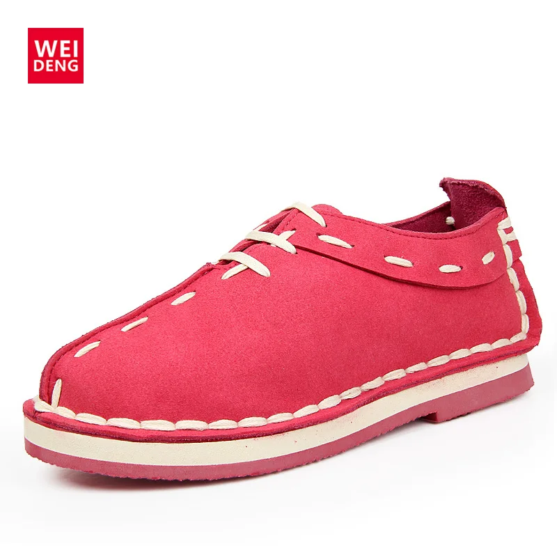 Женские замшевые мокасины Weideng повседневные дышащие из натуральной кожи на