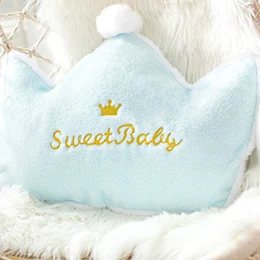 Blue crown Модные подушки в форме короны, звезды, сердца, Луны, облаков, полностью набитые плюшем, декоративная шаровая подушка с надписью, реквизит для девочек, кремовый, розовый, синий - Цвет: Blue crown