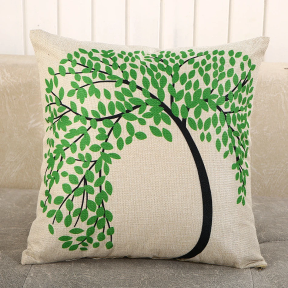 Льняные наволочки для подушек с принтом LOVE Happy tree, 45*45 см, романтичный чехол для подушек, постельные принадлежности для дома, декоративная наволочка для подушек в отеле