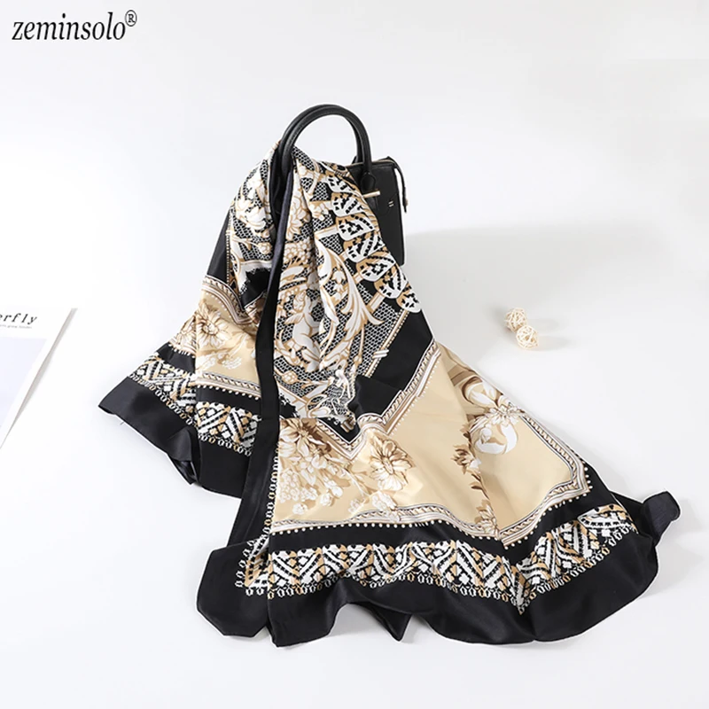 Модный Печатный 100% саржевый шелковый шарф хиджаб Бандана Платок большой