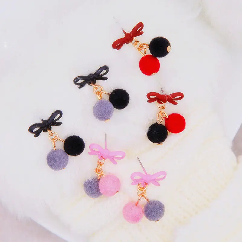 Романтические милые серьги капли с бантом для девочек простые маленькие мини