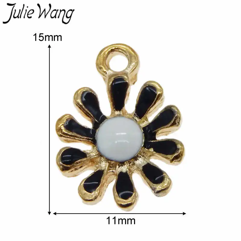 Julie Wang 6 шт. сплав Золотая основа цветы подвески для ожерелье с кулоном серьги