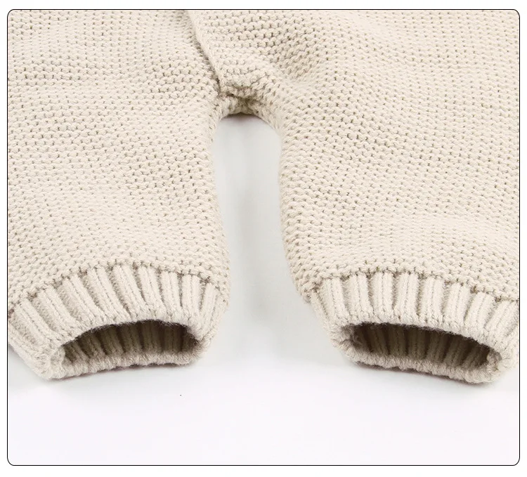 Infants Baby Winter Hooded Sweater Romper Newborn Fur Collar Knitted Cardigan Baby Boys Girls Christmas Jumpsuit Clothes