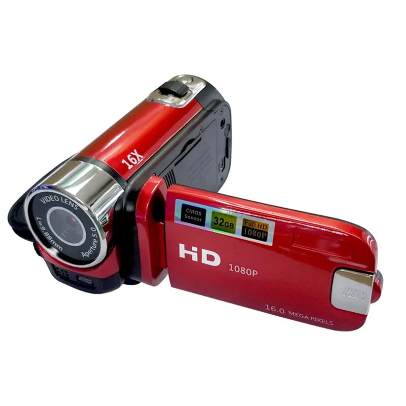 Red EU Портативный Full HD 1080P 270 градусов спортивный Видикон вращение 16 МП Высокое разрешение цифровая видеокамера ABS DV камера FHD видеокамера s - Цвет: Red EU