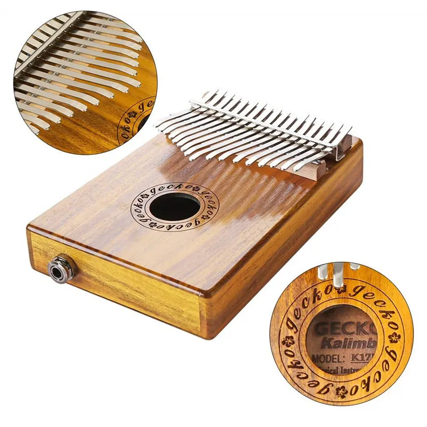 JDR Kalimba пикап Mbira Gecko 17 клавиш EQ разъем орех дерево большой палец пианино EVA высокопроизводительная коробка клавиатура музыкальный инструмент