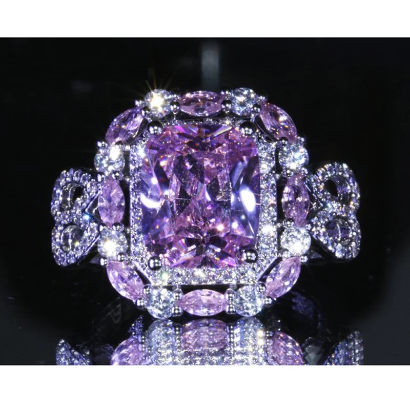 Женские серебряные кольца 925 пробы квадратная искусственная бижутерия