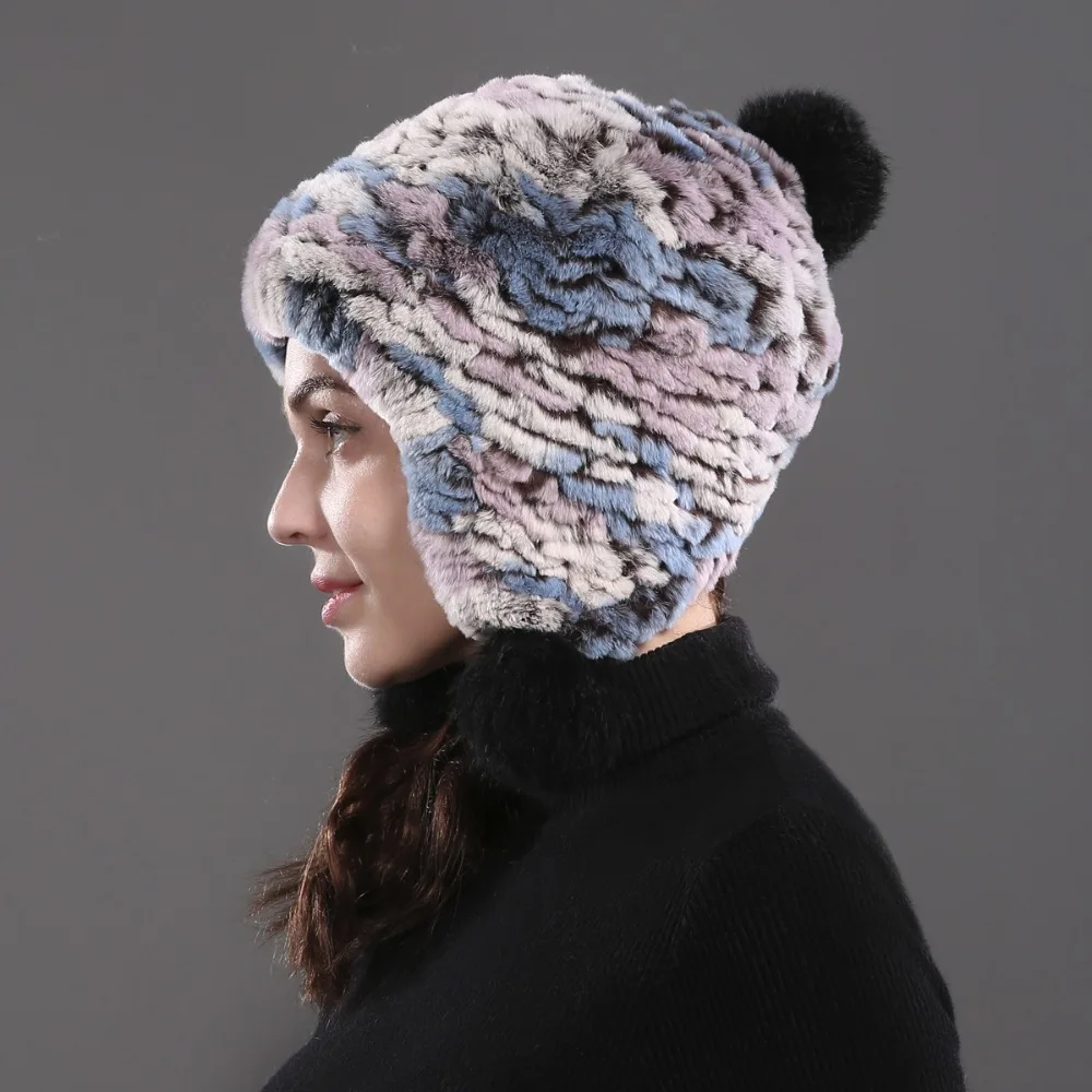 2021 Для женщин натуральным шапка из меха кролика Рекс рекса шапки бини Кепки с