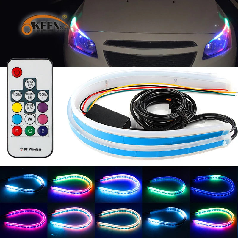 OKEEN стайлинга автомобилей Светодиодный дневные ходовые огни RGB светильник с