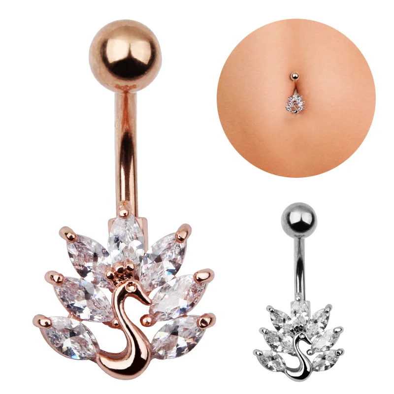 1 шт. Bijoux (украшения своими руками) Павлин Живота Piercing Nombril розовое золото живота