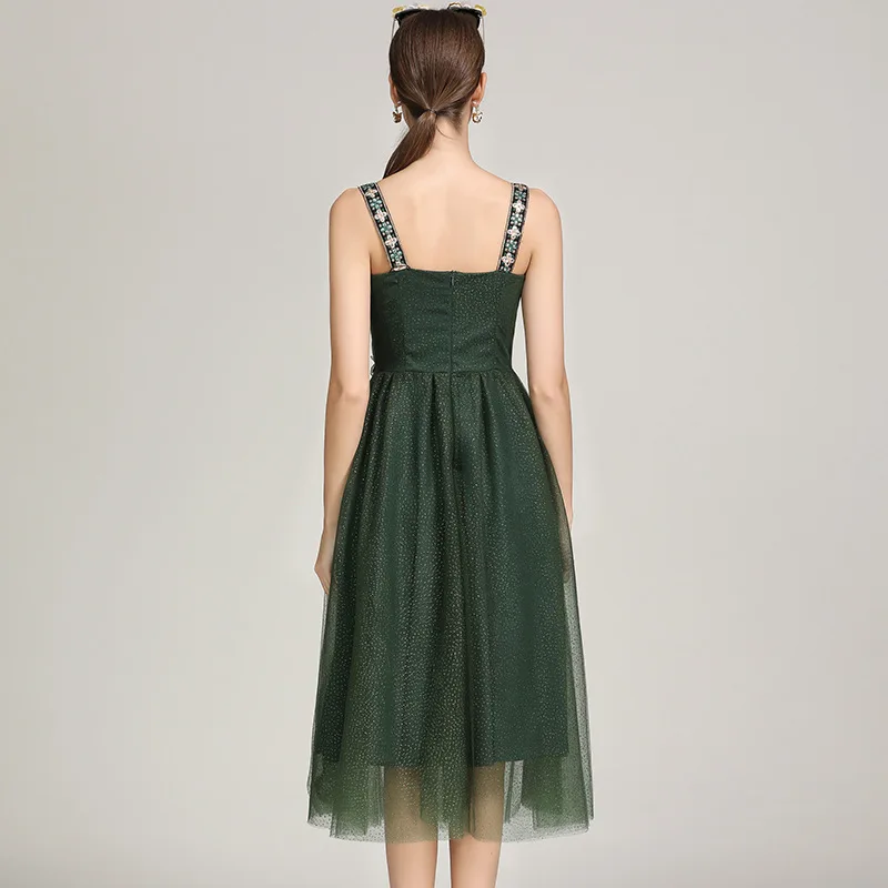 Новое поступление 2019 женские платья на бретельках с аппликацией многослойные