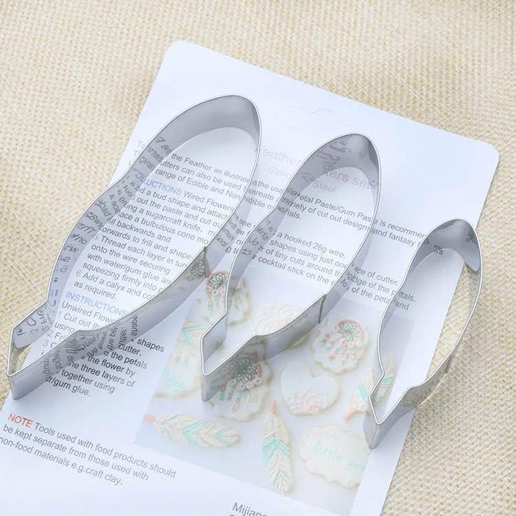 3 шт. перо из нержавеющей стали помадка печенья черенок торт плесень формы