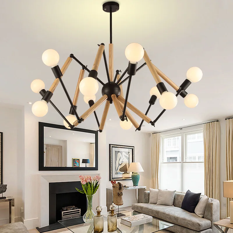 Винтажная Подвесная лампа в скандинавском стиле несколько регулируемых ретро