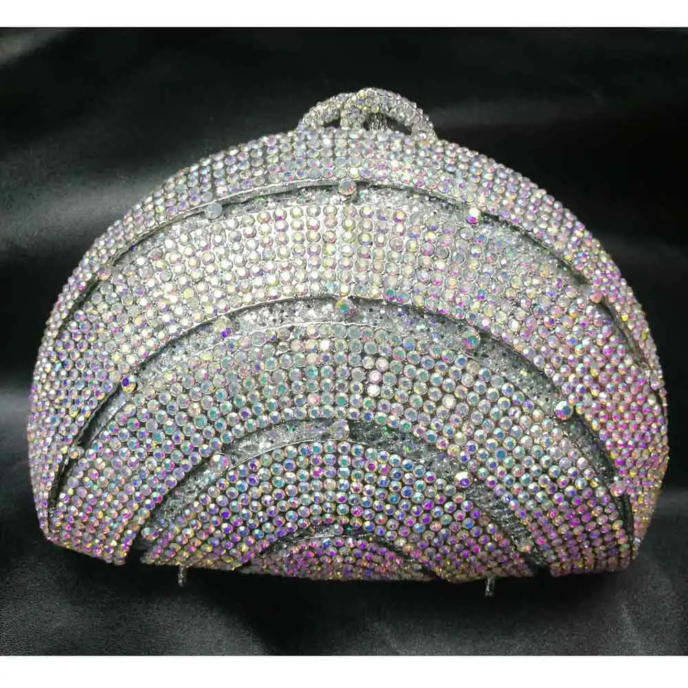 B Shell Designer rainbow Crystal Evening Bags Party Purse Wedding Clutch Bags Female Handbags SC989 - Цвет: B