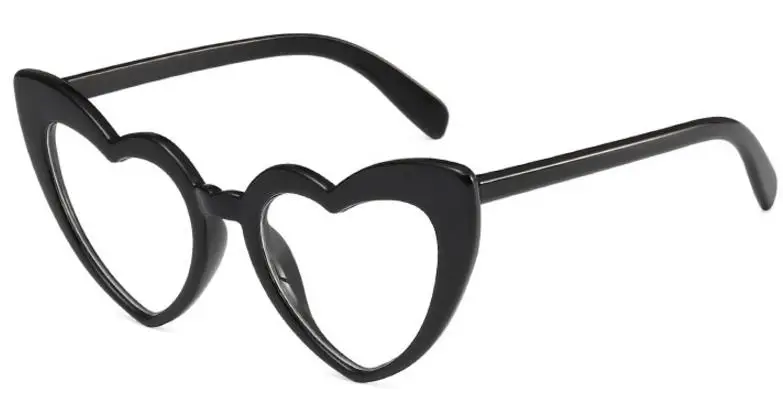 black clear Ladies Heart Shaped Sunglasses love heart sunglasses women cat eye vintage Brand Designer Female Shades Lady Sunnies - Цвет линз: black clear