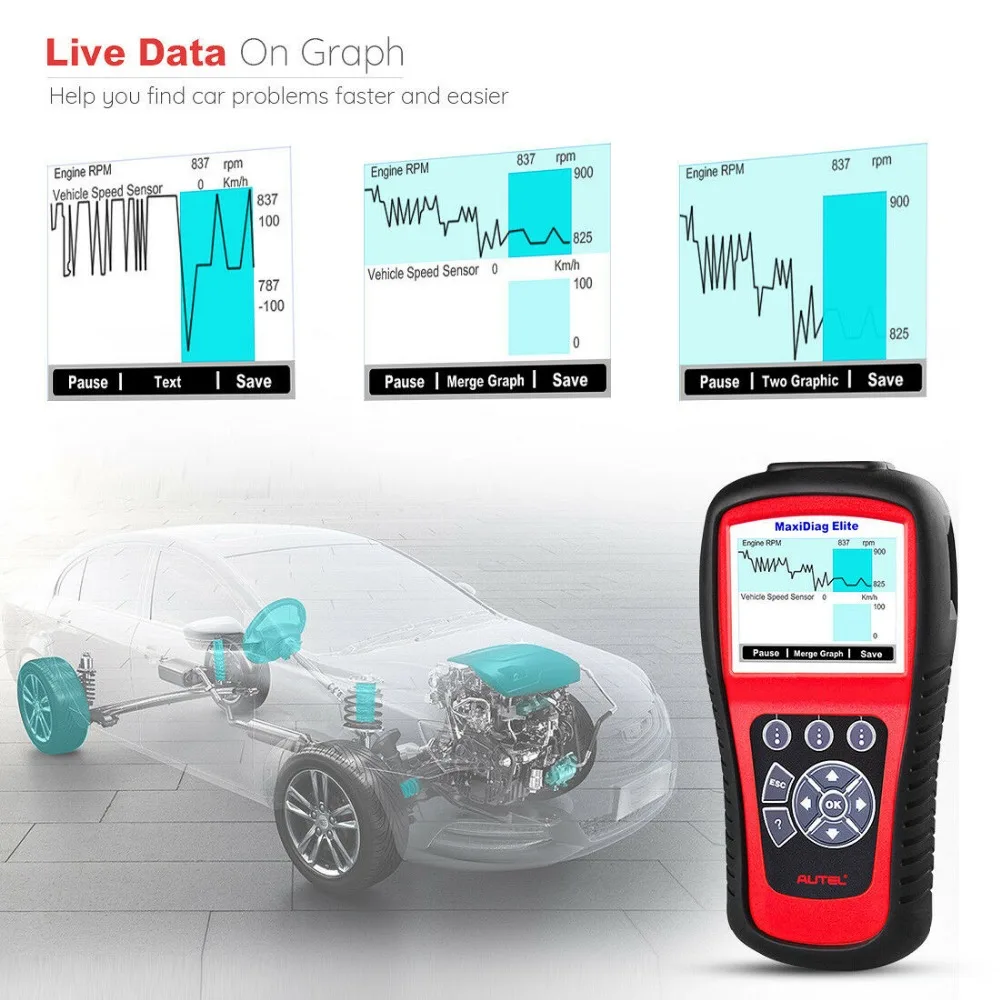 Autel MaxiDiag Elite MD802 OBD2 сканер OBD2 автоматический сканер диагностический инструмент OBD 2 Автомобильный диагностический сканер Eobd автоматический сканер