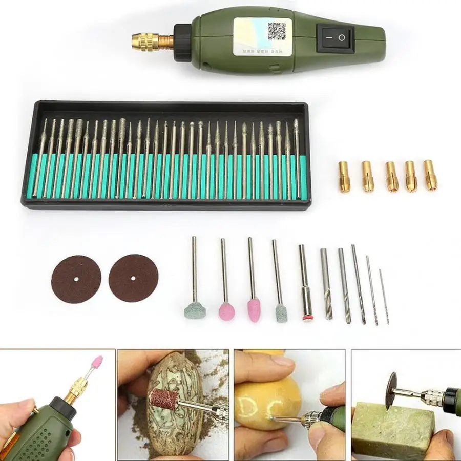 Концевая фреза 12 В Мини DIY электрический шлифовальный станок набор вращающийся инструмент для фрезерный гравер с различными аксессуарами фреза