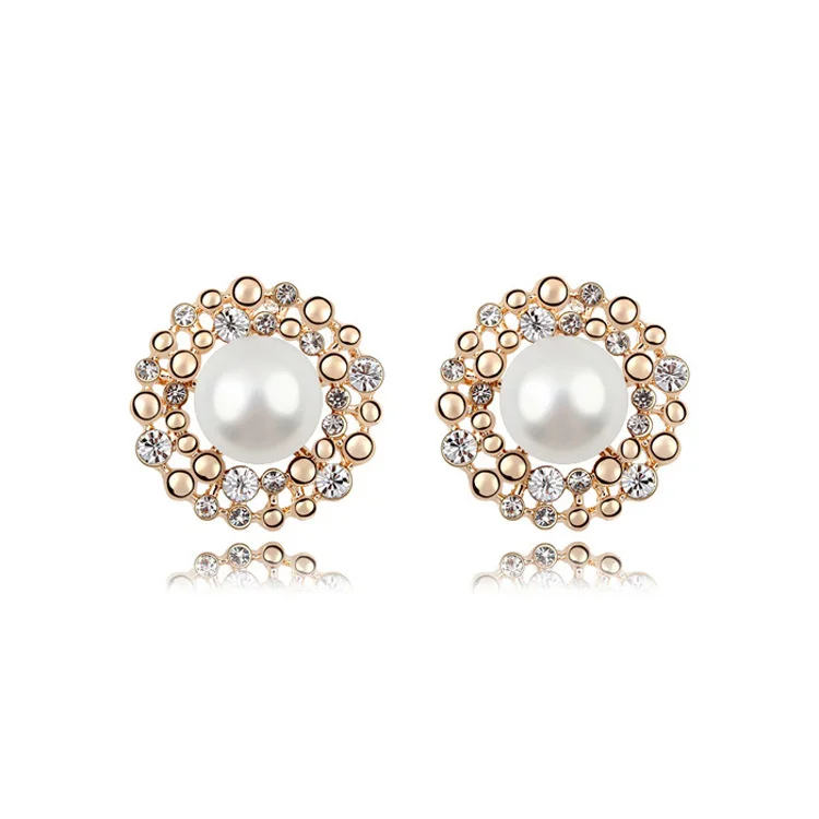 Pearl Dripping Earring Rose Gold Plate Austrian Element Crystal Enamel Fashion earrings for women | Украшения и аксессуары