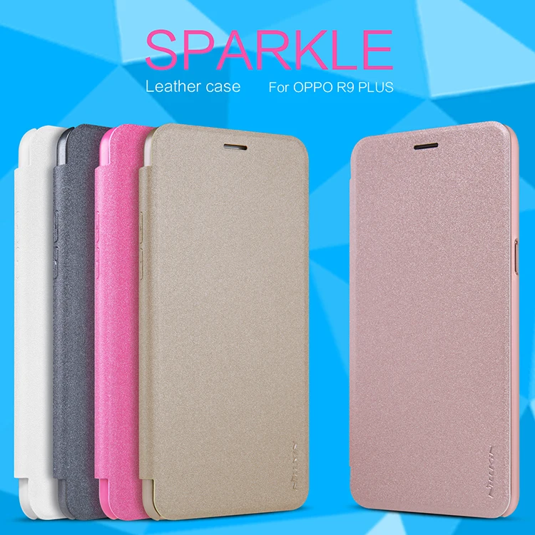 10 шт./лот оптовая продажа Nillkin Sparkle Leather Case для OPPO R9 Плюс/R9 plustm (6.0 дюйма) smart покоя