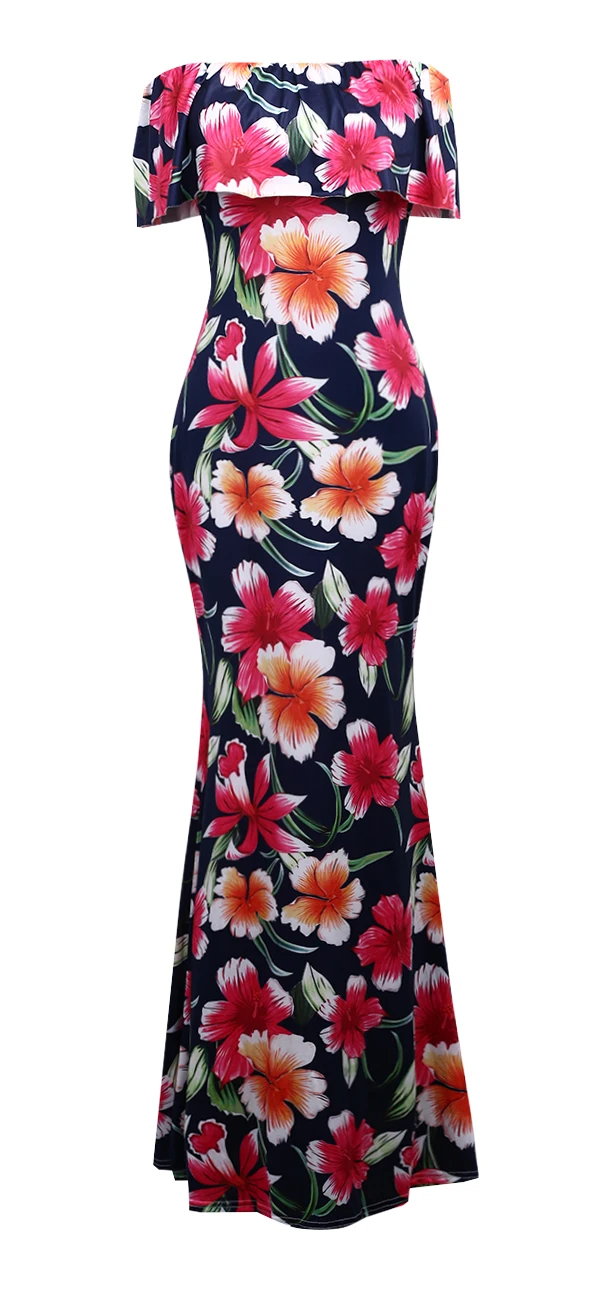 2018 Для женщин цветочные платья летние пляжные Boho оборками вечерние платье с