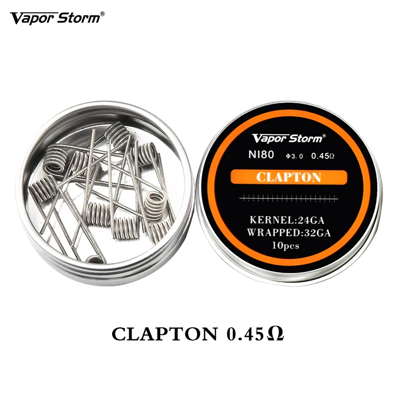 NI80 нихромовая катушка Vapor Storm высокая плотность Alien V2 Juggernaut Предварительно Построенная RDA нагревательная катушка для электронной сигареты RDA RBA RDTA - Цвет: 10 x Clapton 0.45ohm