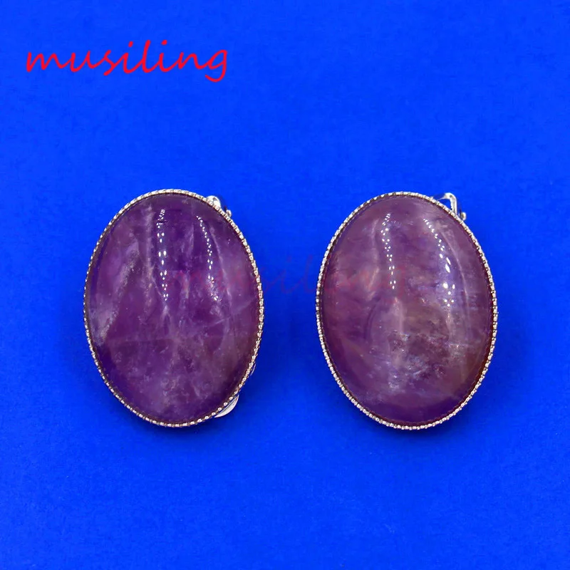Овальные серьги-клипсы musiling кристалл кварц тигерит и т. Д. аксессуары для ушей из