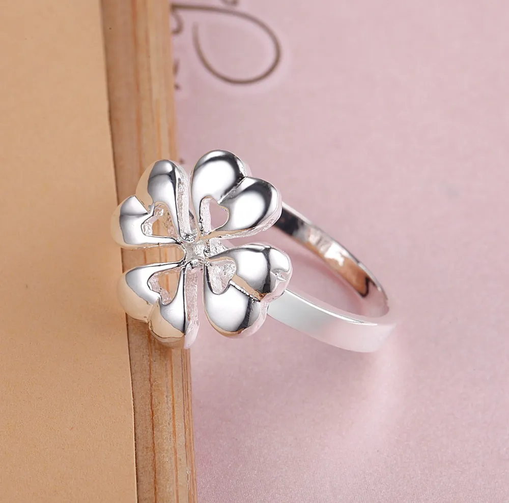 Красивое блестящее посеребренное кольцо с цветком модное Ювелирное для женщин и