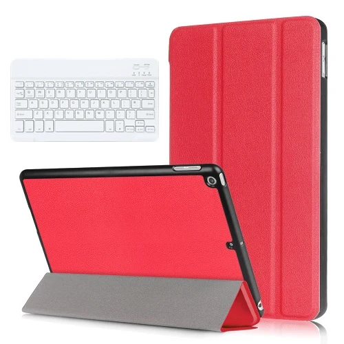 Red Kemile для нового iPad 9,7 дюймов Чехол Ультра тонкий умный чехол Trifold стенд с функцией автоматического сна/пробуждения с " Белая клавиатура - Цвет: Red