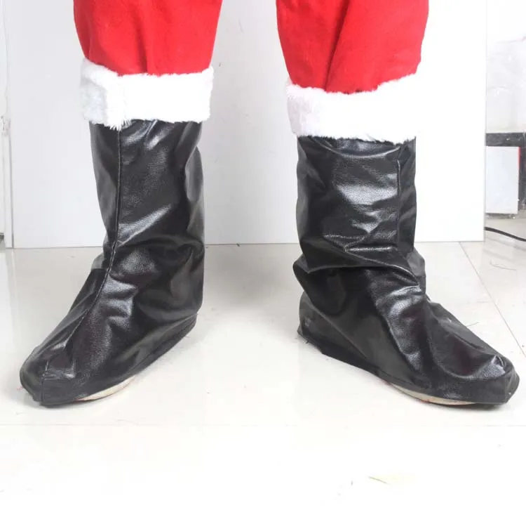 Boots Рождественский костюм Санта-Клауса с поясом, набор для взрослых, шляпа с усами, топ, штаны, пояс для мужчин и женщин, Маскарадные костюмы на Хэллоуин, 170 см-180 см - Цвет: Boots
