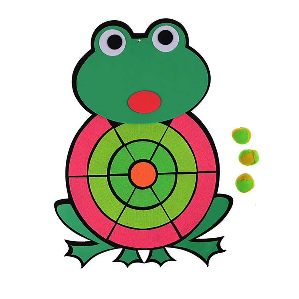 Cartoon Animal Frog Sticky Ball Target Dart Board Throwing Flying Game Toy Set For Children Security Toy Gifts New