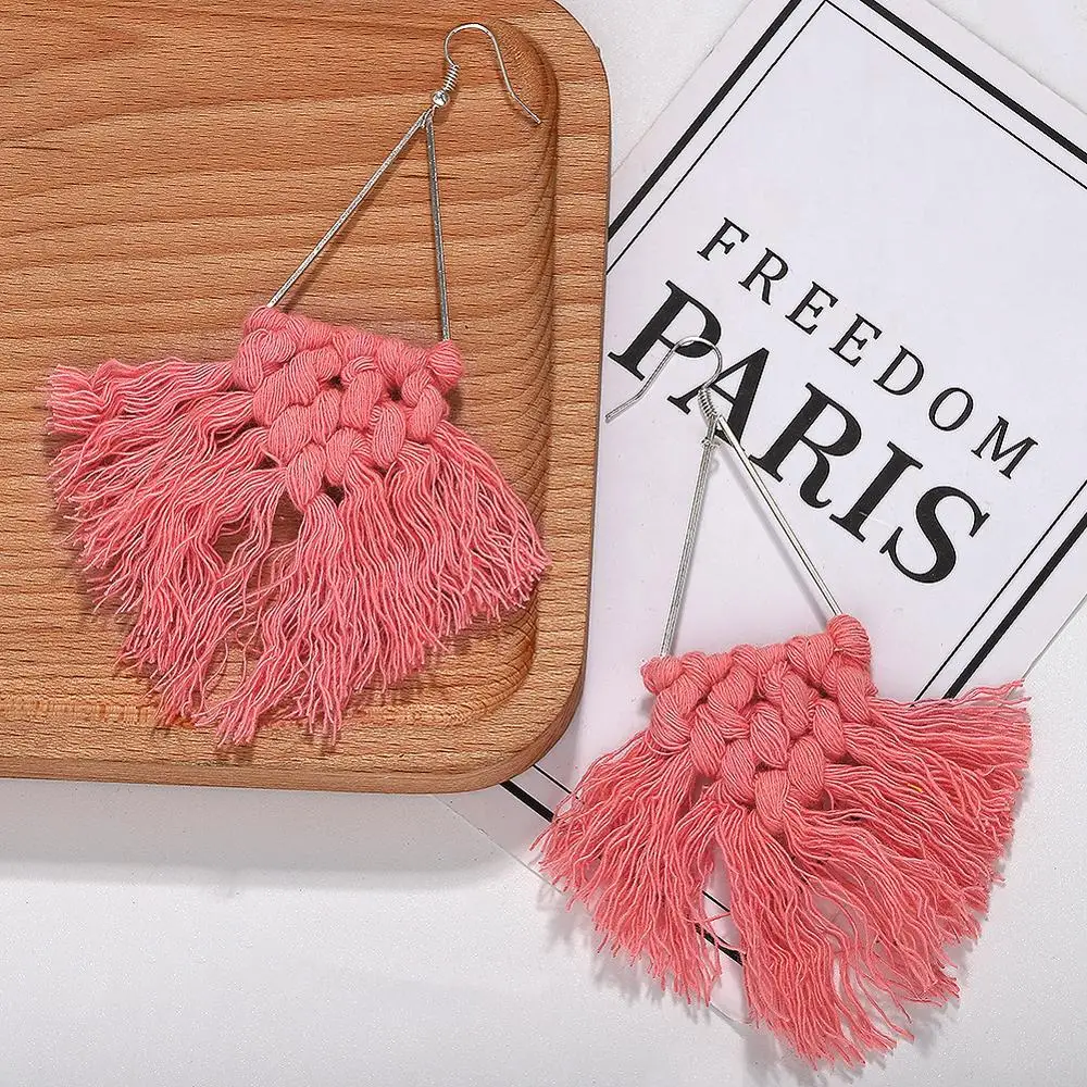 Серьги-Подвески ручной работы с кисточками в богемном стиле для женщин