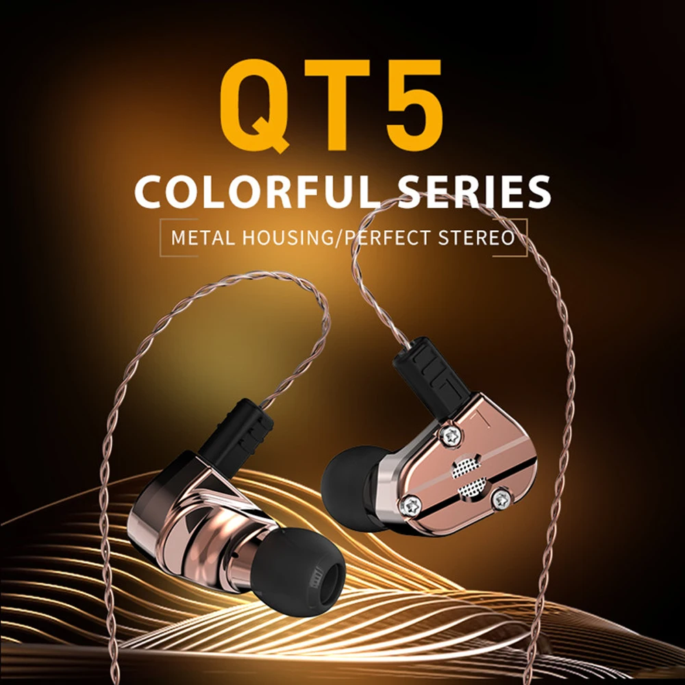 Revonext QT5 1DD + 1BA гибридные наушники HIFI DJ монитор для бега спортивные вкладыши