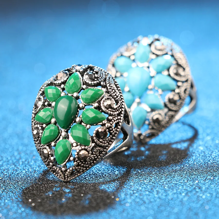 Винтажные кольца для женщин с вырезами в виде капли воды большие цветами