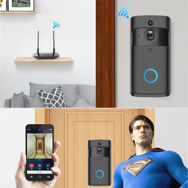 Wireless Smart Doorbell WiFi Remote Video Phone Door Bell Home Security Two-way Intercom Night Vision Support APP 4D04 | Безопасность и