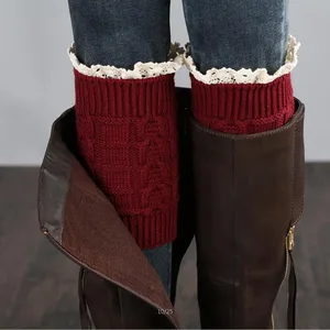 Стильные кружевные вязаные гетры до колена, 1 пара