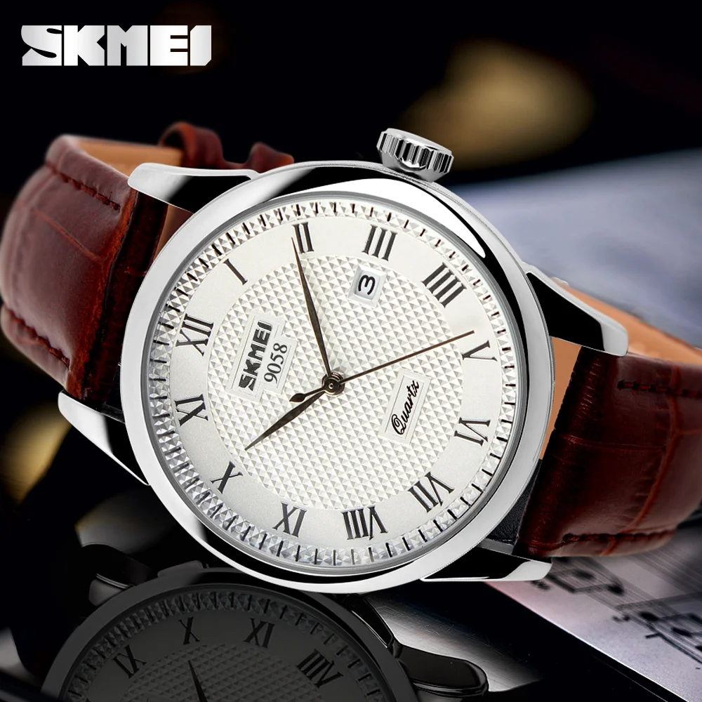 

SKMEI Fashion Men 30M Waterproof Dress Watch British Style Business Casual Watches Quartz Date Display Sports Wristwatches 9058