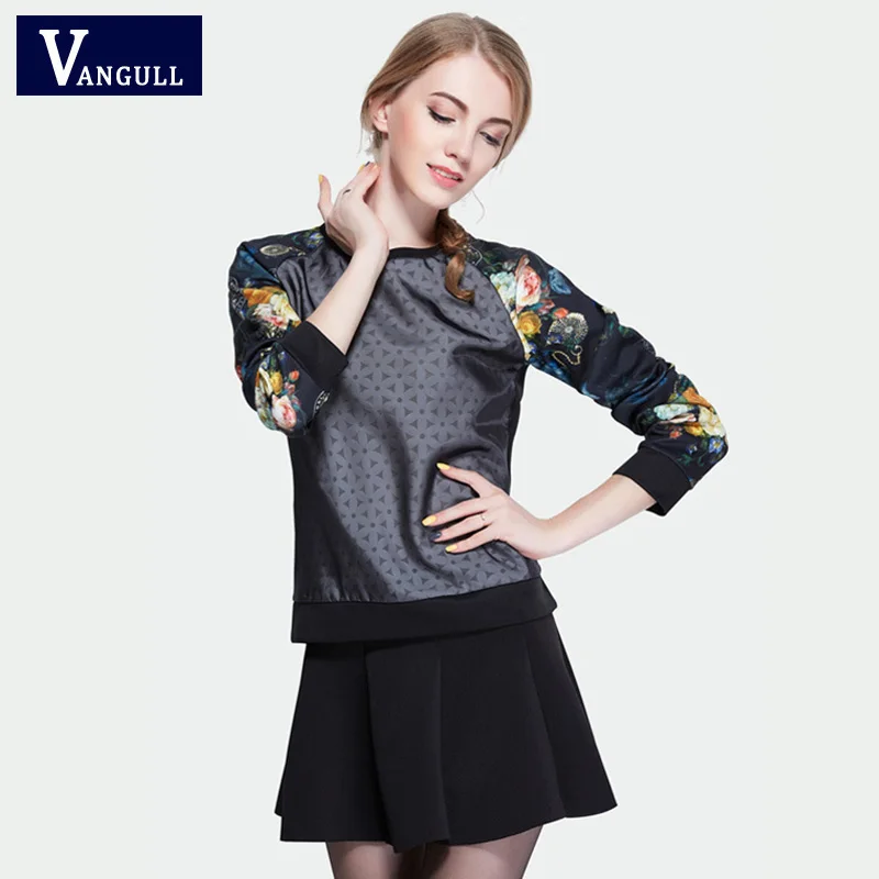 VANGULL/женские толстовки с капюшоном и цветочным принтом Юбка из двух частей