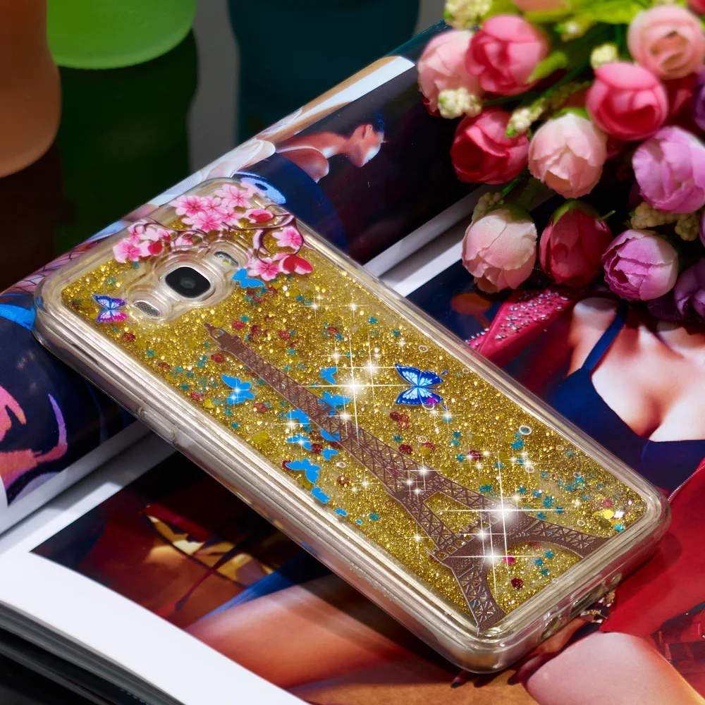 Блестящий чехол с жидкостью для Samsung Galaxy J7 2016 J76 On8 милый Мягкий силиконовый