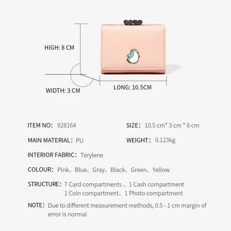 Милые кошельки с пингвином собачкой Свинкой для девочек из искусственной кожи в