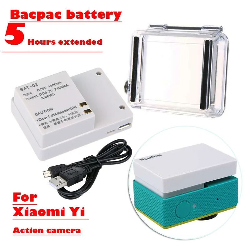2400mAh Камера Xiaoyi Внешняя батарея bacpac+ lcd+ увеличенный водонепроницаемый корпус чехол для Xiaomi Yi аксессуары для экшн-камеры