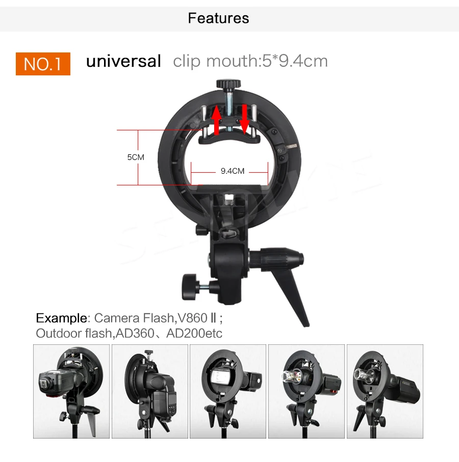 Godox s-образный кронштейн Bowens S держатель для TT600 TT685 V860II TR988 YN685S peedlite Flash Snoot софтбокс beauty Dish Honeycom