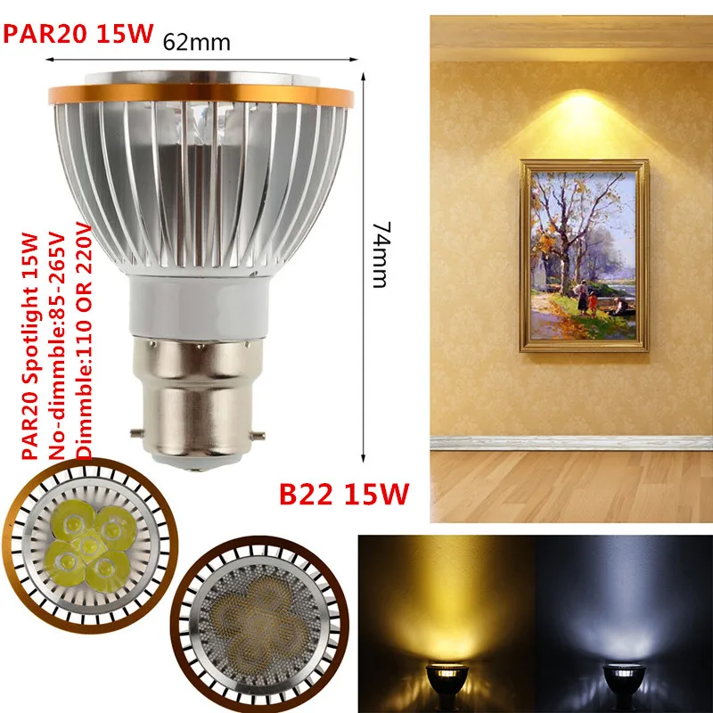 1 шт. новые светодиодные лампы PAR20 B22 с регулируемой яркостью par20 лампочки теплый