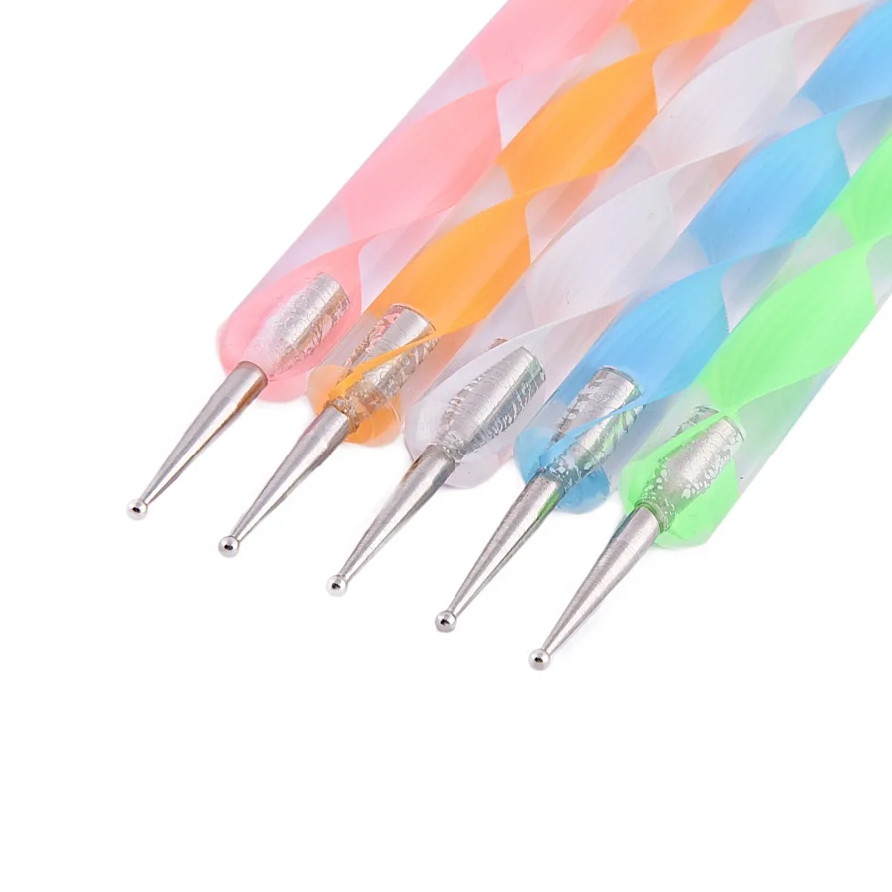 

Double-end Use Nail Art Dotting Pens Nail Polish Pen Drill Painting Pen Aluminum Marbleizing Painting Dot Nail Art Tools