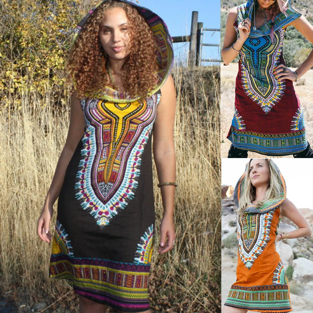 Женское платье с цифровым принтом приталенное модное капюшоном Vestidos de fiesta