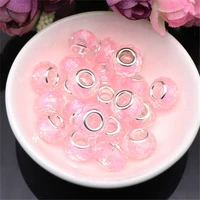 50pcs glitter faceted cut big hole plastic resin acrylic beads spacer for diy jewelry making bead fit pandora charms bracelet