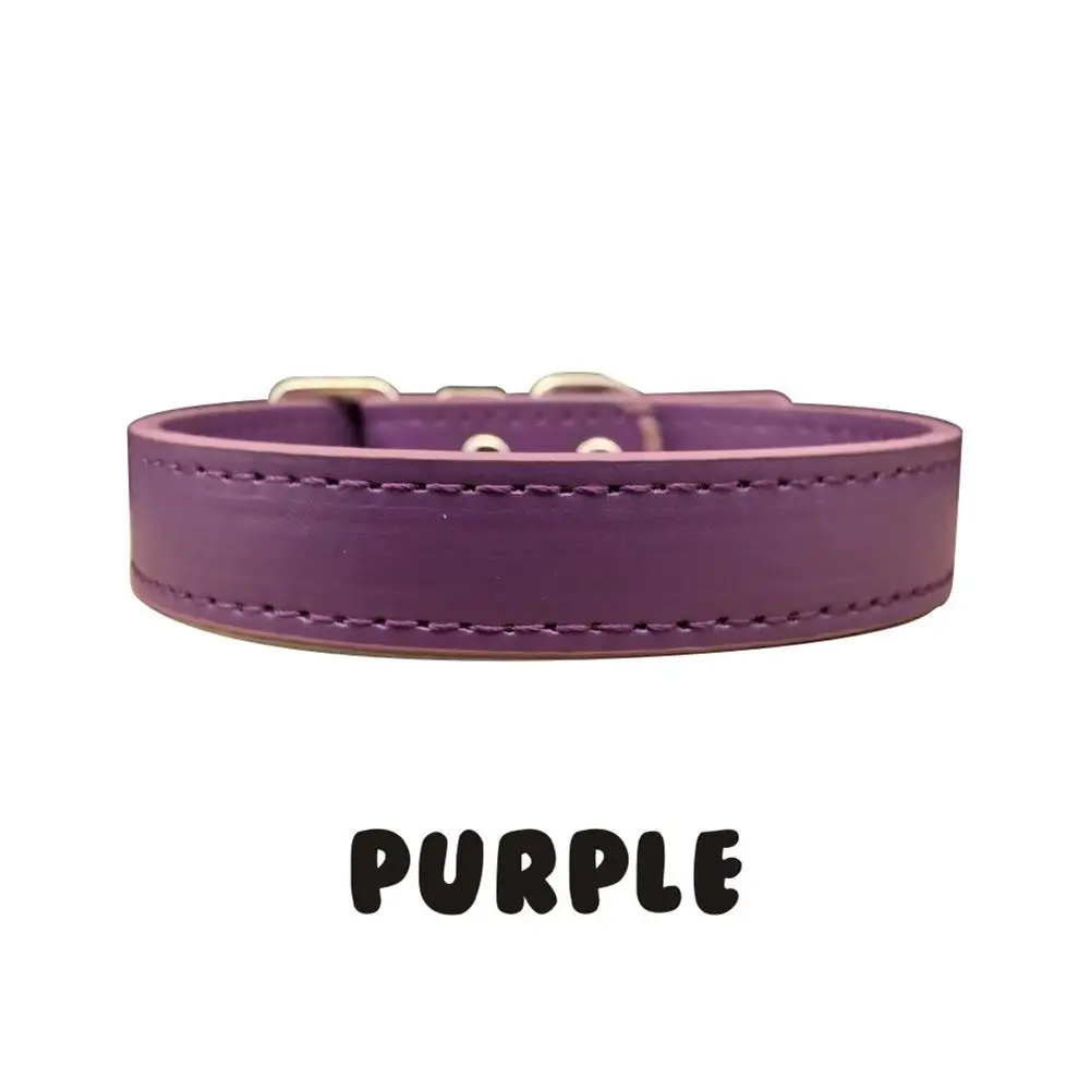 Purple Именной ошейник для собаки Pet мягкая кожа ожерелье на заказ выгравированы Регулируемый воротник для Samll большой щенок товары кошек - Цвет: Purple