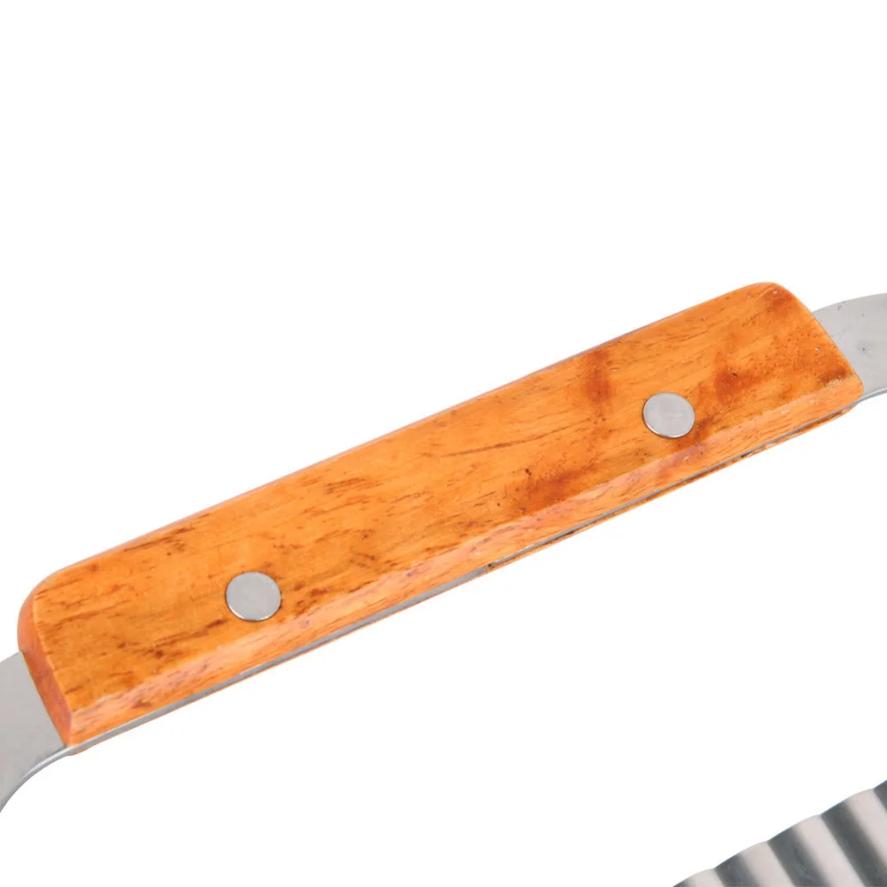 Новый гофрированный волнистый нож с деревянной ручкой для картофеля фри выпечки